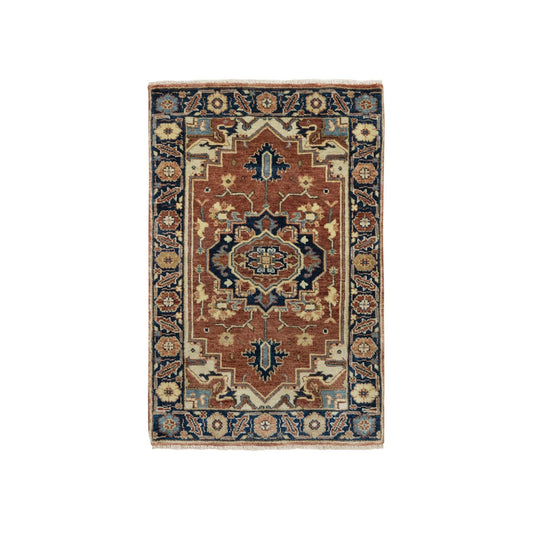Heriz Wool Hand Knotted Rug Red Blue 2.0X3.2 -O090936