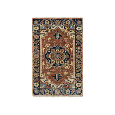 Heriz Wool Hand Knotted Rug Red Blue 2.0X3.2 -O090936