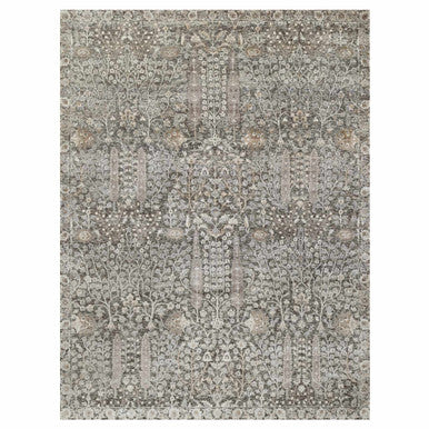 Transitional Wool & Silk Hand Knotted Rug Grey No Border 9.0X11.11 -O090940