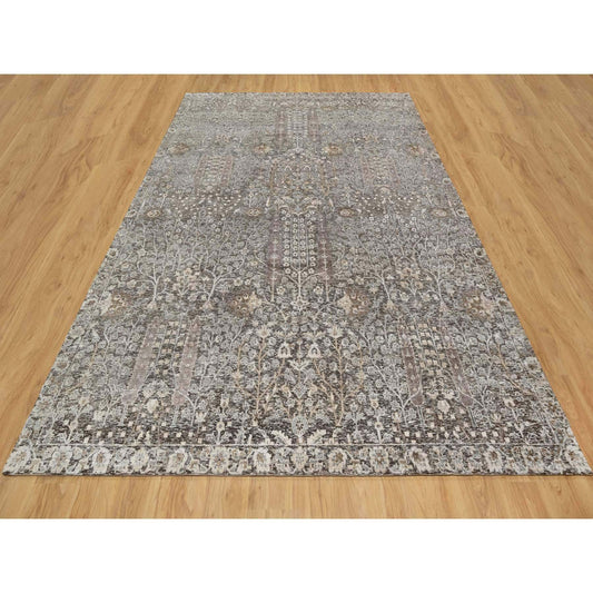 Transitional Wool & Silk Hand Knotted Rug Grey No Border 9.0X11.11 -O090940