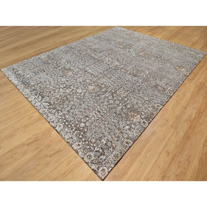 Transitional Wool & Silk Hand Knotted Rug Grey No Border 9.0X11.11 -O090940