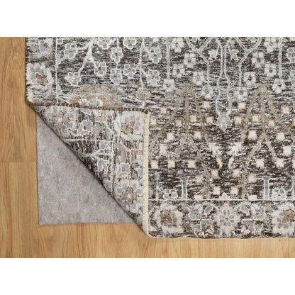 Transitional Wool & Silk Hand Knotted Rug Grey No Border 9.0X11.11 -O090940