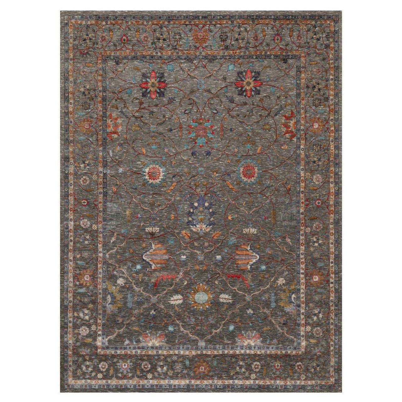 Brown 8'11" x 12'1" Transitional Hand knotted Wool/Silk Rug - Sku: O090941