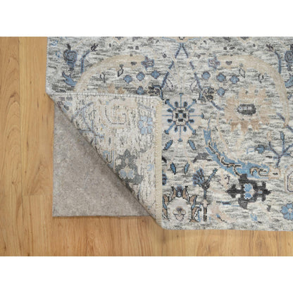Transitional Wool & Silk Hand Knotted Rug Ivory No Border 2.7X25.9 -O090944