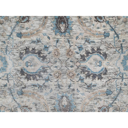 Transitional Wool & Silk Hand Knotted Rug Ivory No Border 2.7X25.9 -O090944