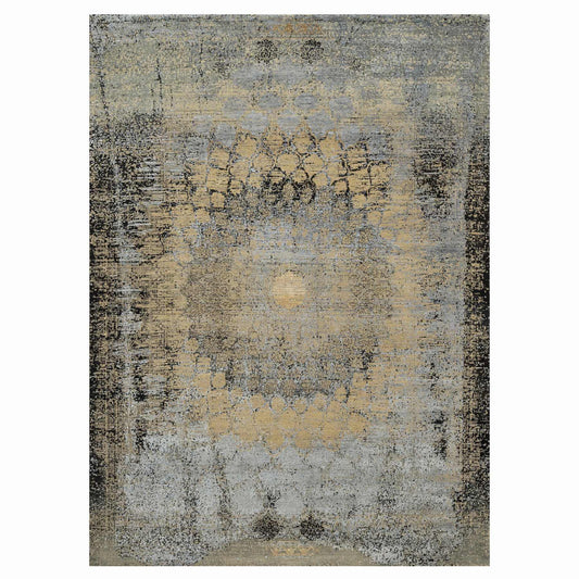 Transitional Wool & Silk Hand Knotted Rug Brown No Border 10.0X13.11 -O090946
