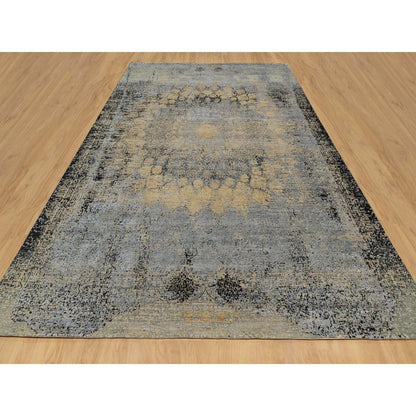 Transitional Wool & Silk Hand Knotted Rug Brown No Border 10.0X13.11 -O090946