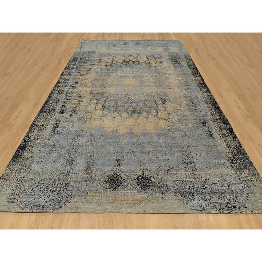 Transitional Wool & Silk Hand Knotted Rug Brown No Border 10.0X13.11 -O090946