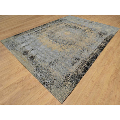 Transitional Wool & Silk Hand Knotted Rug Brown No Border 10.0X13.11 -O090946