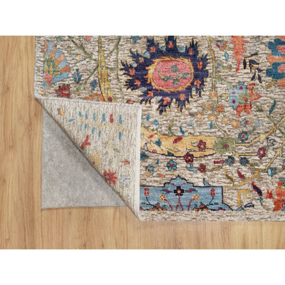 Transitional Wool & Silk Hand Knotted Rug Beige No Border 6.3X9.1 -O090947
