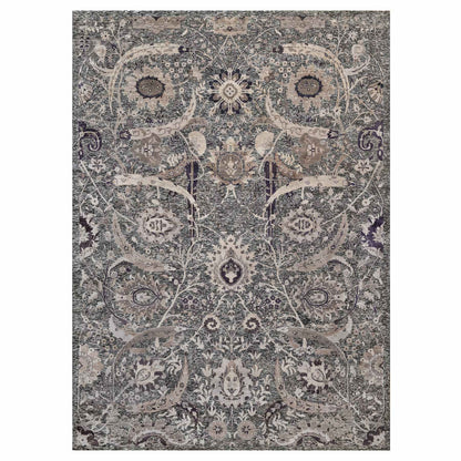 Transitional Wool & Silk Hand Knotted Rug Brown No Border 9.11X13.10 -O090948