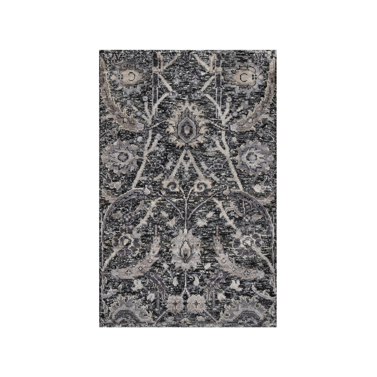 Brown 1'11" x 3'0" Transitional Hand knotted Wool/Silk Rug - Sku: O090949