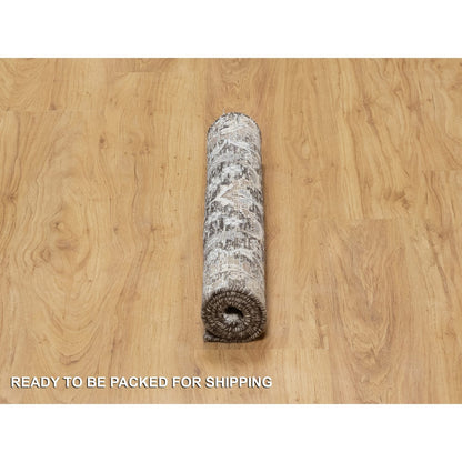 Transitional Wool & Silk Hand Knotted Rug Grey No Border 2.1X2.11 -O090950