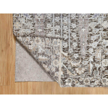 Transitional Wool & Silk Hand Knotted Rug Grey No Border 2.0X2.11 -O090951