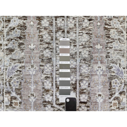 Transitional Wool & Silk Hand Knotted Rug Grey No Border 2.0X2.11 -O090951