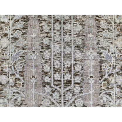 Transitional Wool & Silk Hand Knotted Rug Grey No Border 2.0X2.11 -O090951