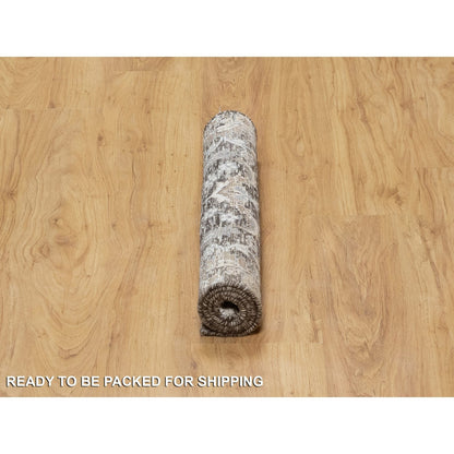 Transitional Wool & Silk Hand Knotted Rug Grey No Border 2.0X2.11 -O090951