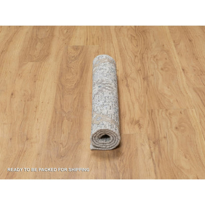 Transitional Wool & Silk Hand Knotted Rug Ivory No Border 2.1X3.0 -O090952