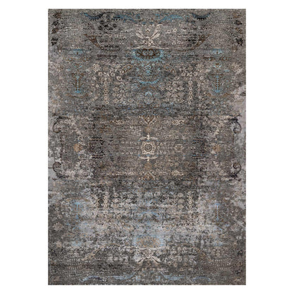 Transitional Wool & Silk Hand Knotted Rug Grey No Border 9.11X14.0 -O090954