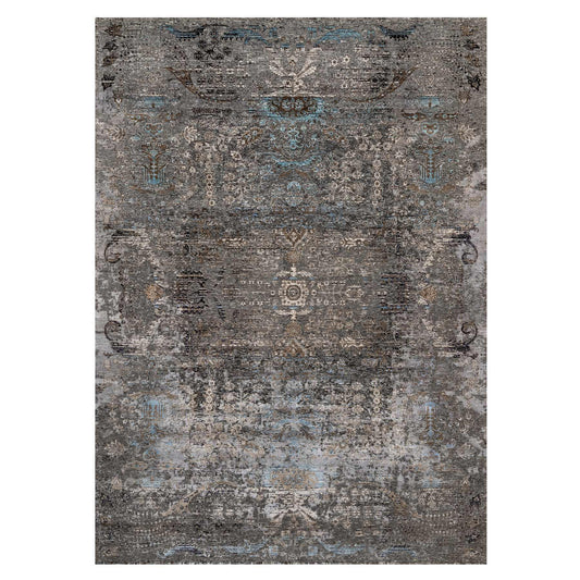 Transitional Wool & Silk Hand Knotted Rug Grey No Border 9.11X14.0 -O090954