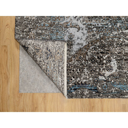 Transitional Wool & Silk Hand Knotted Rug Grey No Border 7.11X9.10 -O090955