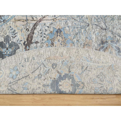 Transitional Wool & Silk Hand Knotted Rug Ivory No Border 10.1X10.1 -O090959