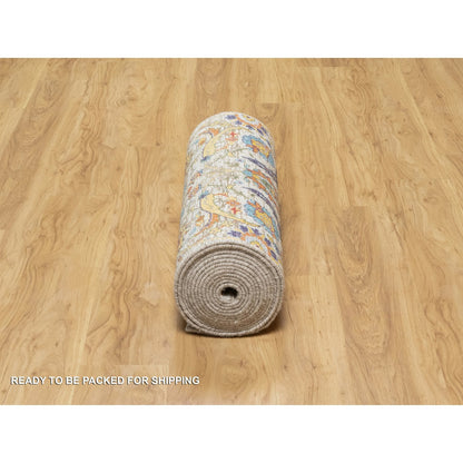 Transitional Wool & Silk Hand Knotted Rug Beige No Border 2.7X20.2 -O090962