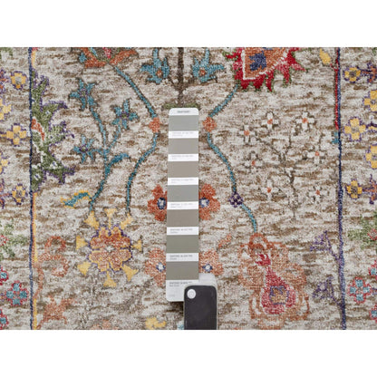 Transitional Wool & Silk Hand Knotted Rug Beige No Border 2.6X23.10 -O090963