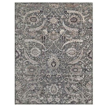 Transitional Wool & Silk Hand Knotted Rug Brown No Border 11.8X14.11 -O090966