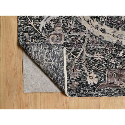 Transitional Wool & Silk Hand Knotted Rug Brown No Border 11.8X14.11 -O090966
