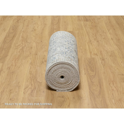 Transitional Wool & Silk Hand Knotted Rug Ivory No Border 2.7X27.7 -O090968