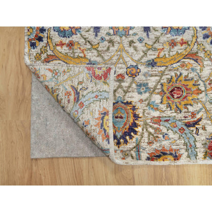 Transitional Wool & Silk Hand Knotted Rug Beige No Border 2.7X22.1 -O090971