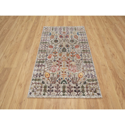 Transitional Wool & Silk Hand Knotted Rug Beige Beige 3.0X5.0 -O090972