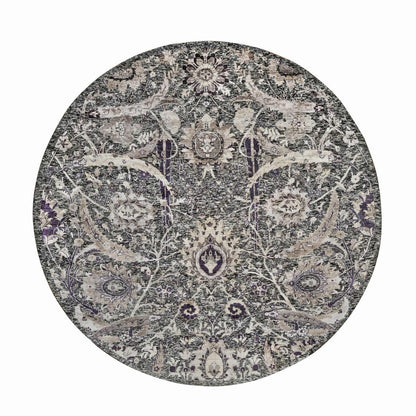 Transitional Wool & Silk Hand Knotted Rug Brown No Border 7.10X7.10 -O090973