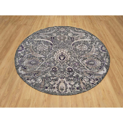 Transitional Wool & Silk Hand Knotted Rug Brown No Border 7.10X7.10 -O090973