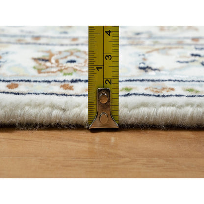 Fine Oriental Wool & Silk Hand Knotted Rug Ivory 2.8X17.8  -O090974