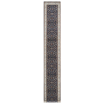 Traditional Wool & Silk Hand Knotted Rug Blue 2.8X18.0  -O090976