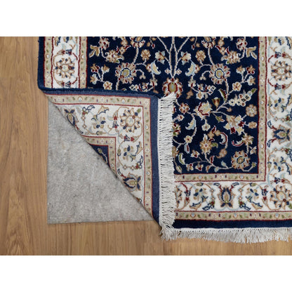 Traditional Wool & Silk Hand Knotted Rug Blue 2.8X18.0  -O090976