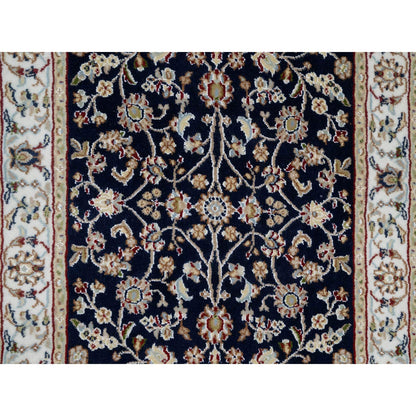 Traditional Wool & Silk Hand Knotted Rug Blue 2.8X18.0  -O090976