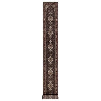 Traditional Wool Hand Knotted Rug Black 2.7X24.1  -O090981