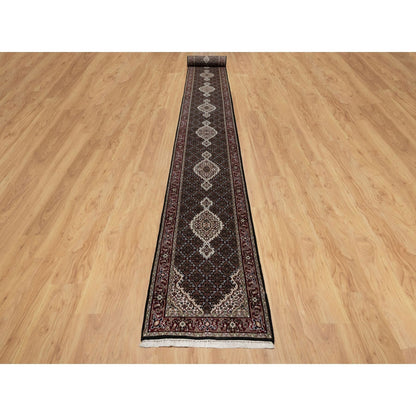 Traditional Wool Hand Knotted Rug Black 2.7X24.1  -O090981