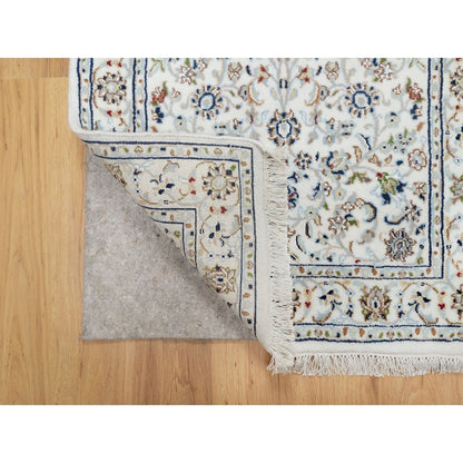 Fine Oriental Wool & Silk Hand Knotted Rug Ivory 2.7X12.1  -O090982
