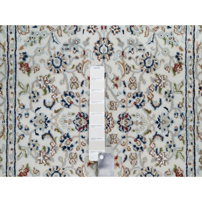 Fine Oriental Wool & Silk Hand Knotted Rug Ivory 2.7X12.1  -O090982