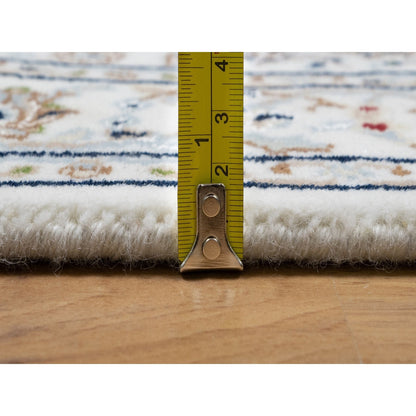 Fine Oriental Wool & Silk Hand Knotted Rug Ivory 2.7X12.1  -O090982