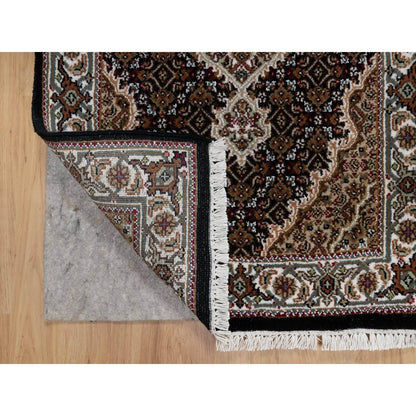 Traditional Wool Hand Knotted Rug Black 2.7X6.3  -O090985