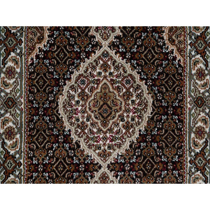 Traditional Wool Hand Knotted Rug Black 2.7X6.3  -O090985