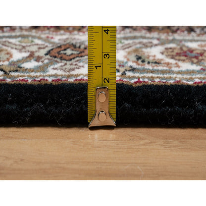 Traditional Wool Hand Knotted Rug Black 2.7X6.3  -O090985