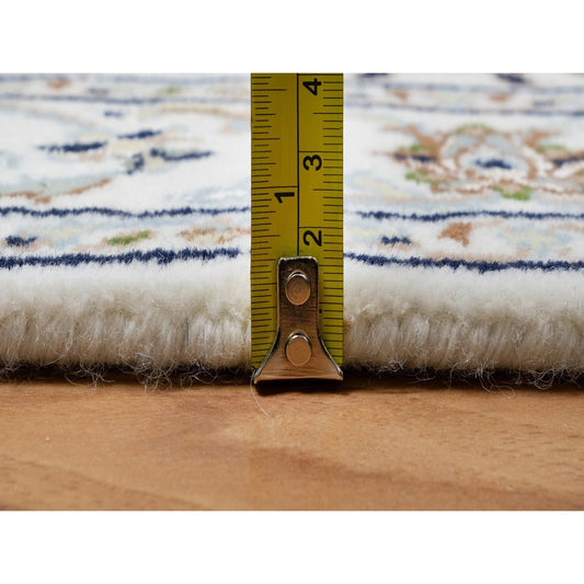 Fine Oriental Wool & Silk Hand Knotted Rug Ivory 2.7X6.3  -O090987