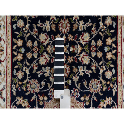 Traditional Wool & Silk Hand Knotted Rug Blue 2.6X10.0  -O090989