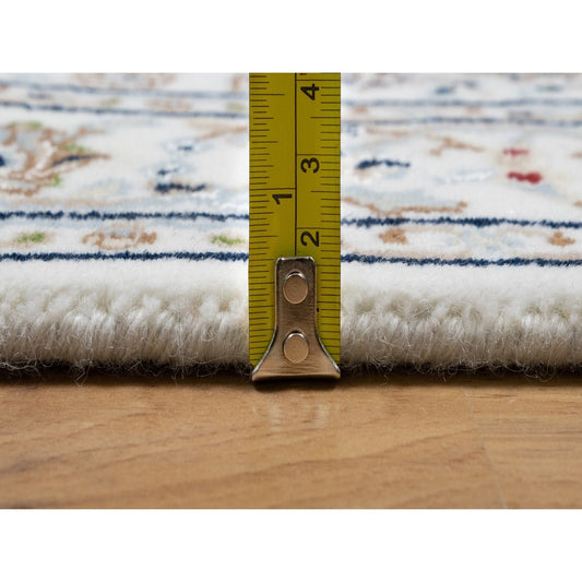 Fine Oriental Wool & Silk Hand Knotted Rug Ivory 2.8X12.2  -O090991